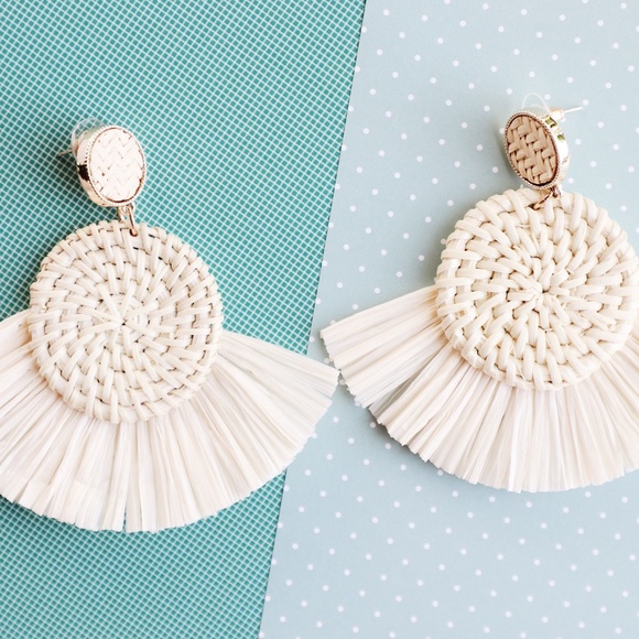 Jewelry - White Woven Summer Statement Earrings